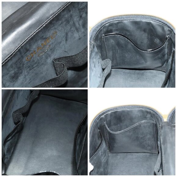 CHANEL Vanity Hand Bag Enamel 2way Black Gold CC Auth 130982 - Picture 16 of 16